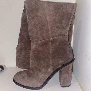 Gianni Bini OTK Taupe gray sued boot 8.5